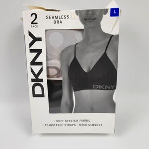 DKNY Ladies' 2 Pack Seamless Bra Soft Stretch Size Large Black Gray